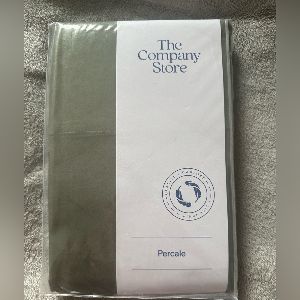 The Company Store Olive Green Cotton percale standard pillow case